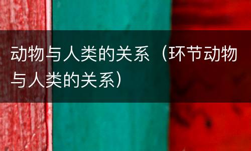 动物与人类的关系（环节动物与人类的关系）
