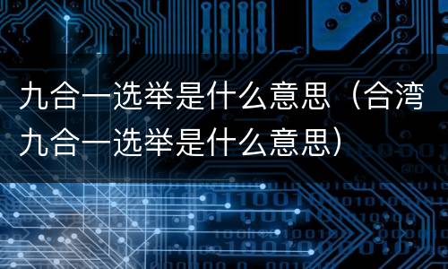 九合一选举是什么意思（合湾九合一选举是什么意思）