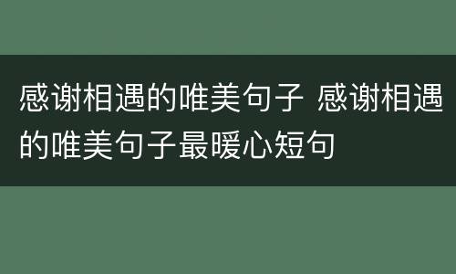 感谢相遇的唯美句子 感谢相遇的唯美句子最暖心短句