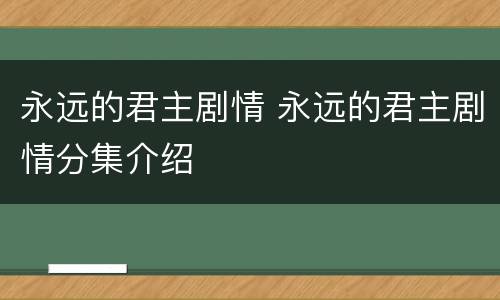 永远的君主剧情 永远的君主剧情分集介绍