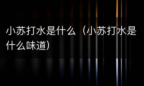 小苏打水是什么（小苏打水是什么味道）