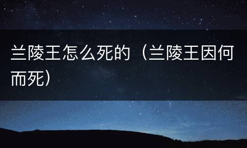 兰陵王怎么死的（兰陵王因何而死）