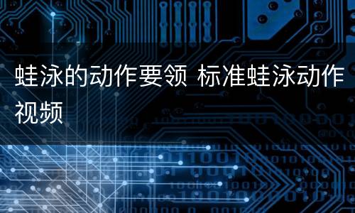 蛙泳的动作要领 标准蛙泳动作视频