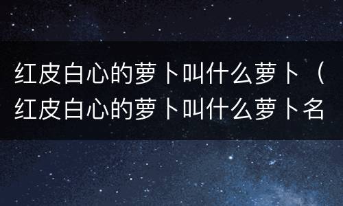红皮白心的萝卜叫什么萝卜（红皮白心的萝卜叫什么萝卜名字）
