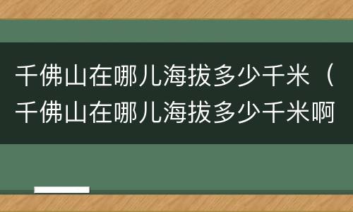 千佛山在哪儿海拔多少千米（千佛山在哪儿海拔多少千米啊）
