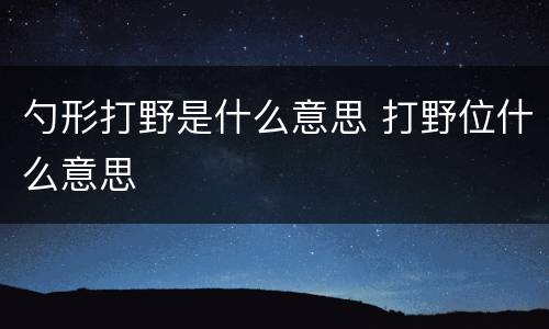 勺形打野是什么意思 打野位什么意思
