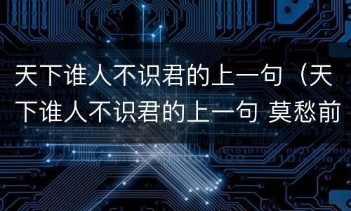 天下谁人不识君的上一句（天下谁人不识君的上一句 莫愁前路无知己）