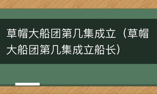 草帽大船团第几集成立（草帽大船团第几集成立船长）