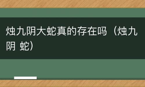 烛九阴大蛇真的存在吗（烛九阴 蛇）