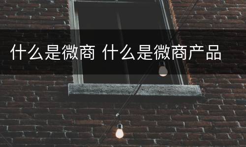 什么是微商 什么是微商产品