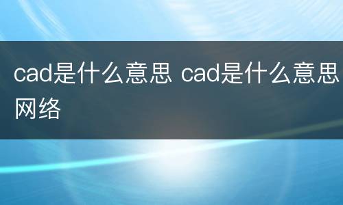 cad是什么意思 cad是什么意思网络