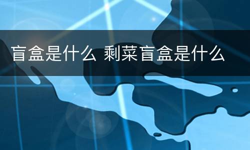 盲盒是什么 剩菜盲盒是什么
