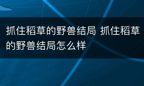 抓住稻草的野兽结局 抓住稻草的野兽结局怎么样