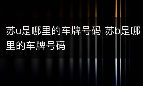 苏u是哪里的车牌号码 苏b是哪里的车牌号码