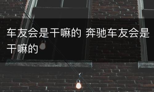车友会是干嘛的 奔驰车友会是干嘛的
