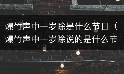 爆竹声中一岁除是什么节日（爆竹声中一岁除说的是什么节日）