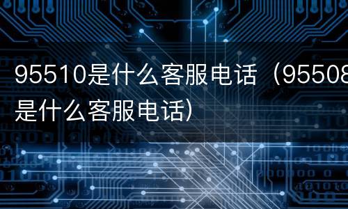 95510是什么客服电话（95508是什么客服电话）