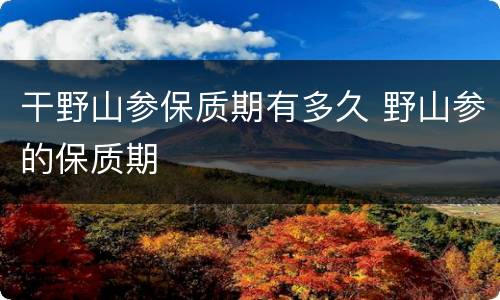 干野山参保质期有多久 野山参的保质期