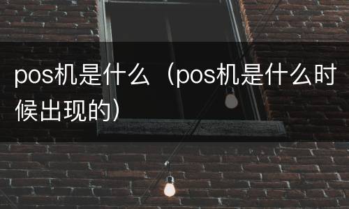 pos机是什么（pos机是什么时候出现的）