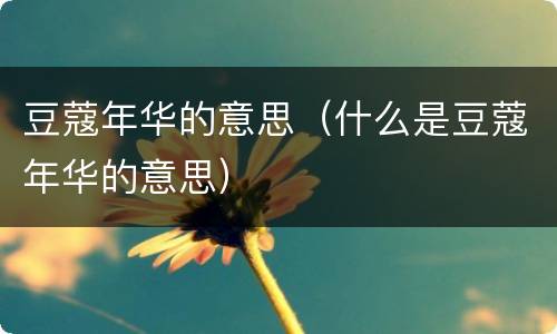 豆蔻年华的意思（什么是豆蔻年华的意思）