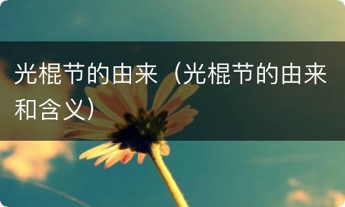 光棍节的由来（光棍节的由来和含义）