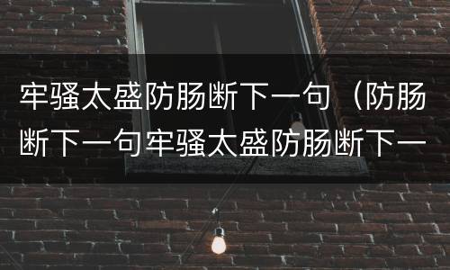 牢骚太盛防肠断下一句（防肠断下一句牢骚太盛防肠断下一句）
