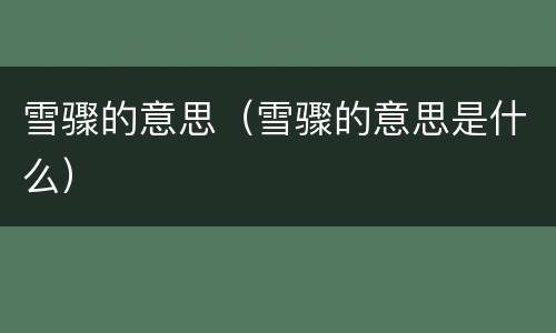 雪骤的意思（雪骤的意思是什么）