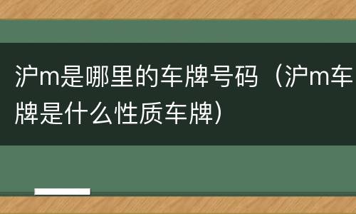 沪m是哪里的车牌号码（沪m车牌是什么性质车牌）