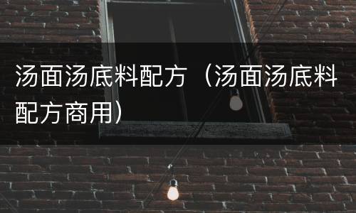 汤面汤底料配方（汤面汤底料配方商用）
