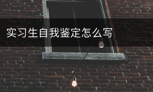 实习生自我鉴定怎么写