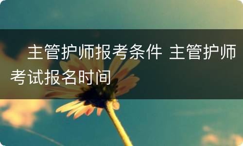 ​主管护师报考条件 主管护师考试报名时间