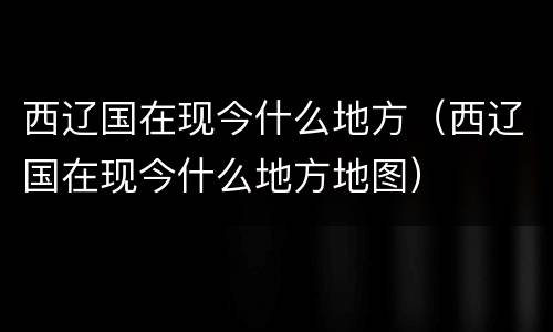 西辽国在现今什么地方（西辽国在现今什么地方地图）