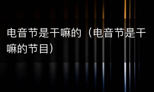 电音节是干嘛的（电音节是干嘛的节目）