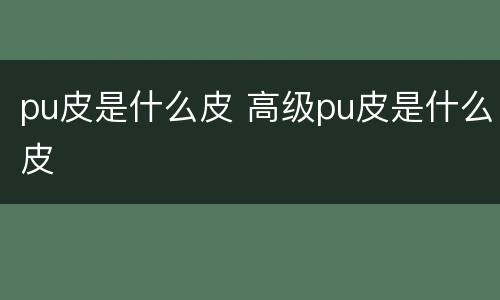pu皮是什么皮 高级pu皮是什么皮
