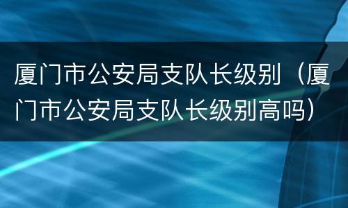 厦门市公安局支队长级别（厦门市公安局支队长级别高吗）
