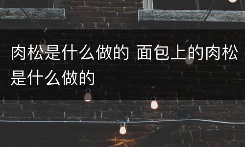 肉松是什么做的 面包上的肉松是什么做的