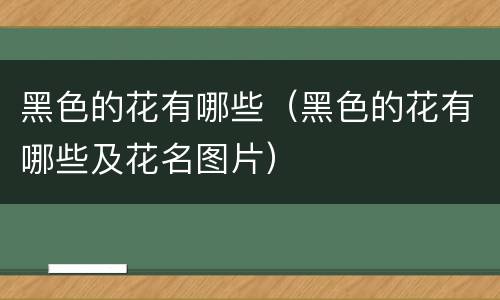 黑色的花有哪些（黑色的花有哪些及花名图片）