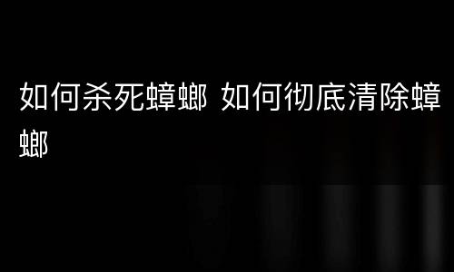 如何杀死蟑螂 如何彻底清除蟑螂