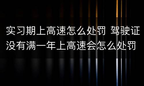 实习期上高速怎么处罚 驾驶证没有满一年上高速会怎么处罚