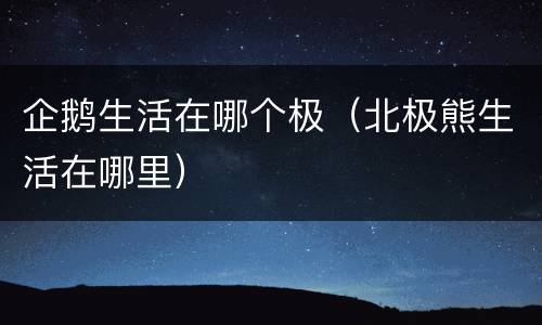 企鹅生活在哪个极（北极熊生活在哪里）