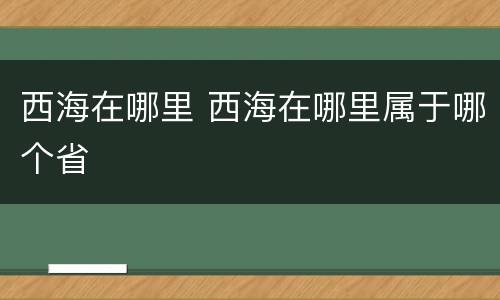 西海在哪里 西海在哪里属于哪个省