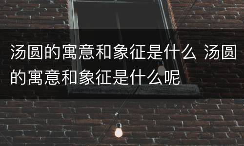 汤圆的寓意和象征是什么 汤圆的寓意和象征是什么呢