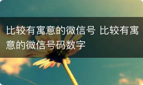 比较有寓意的微信号 比较有寓意的微信号码数字