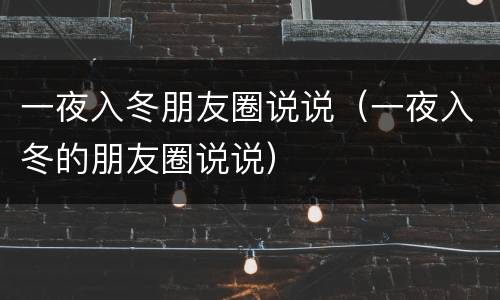 一夜入冬朋友圈说说（一夜入冬的朋友圈说说）