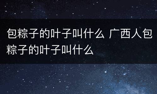 包粽子的叶子叫什么 广西人包粽子的叶子叫什么
