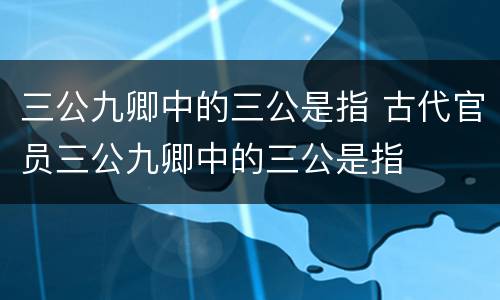 三公九卿中的三公是指 古代官员三公九卿中的三公是指