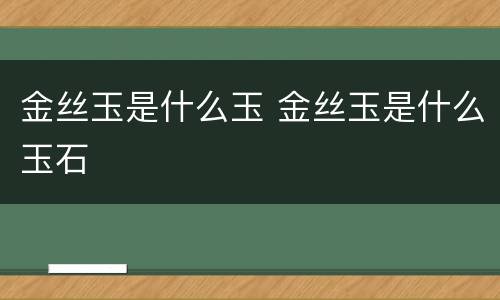 金丝玉是什么玉 金丝玉是什么玉石