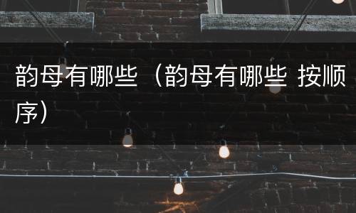 韵母有哪些（韵母有哪些 按顺序）