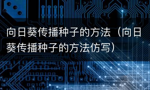 向日葵传播种子的方法（向日葵传播种子的方法仿写）