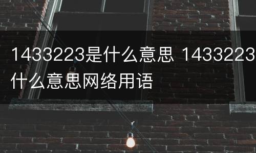 1433223是什么意思 1433223是什么意思网络用语